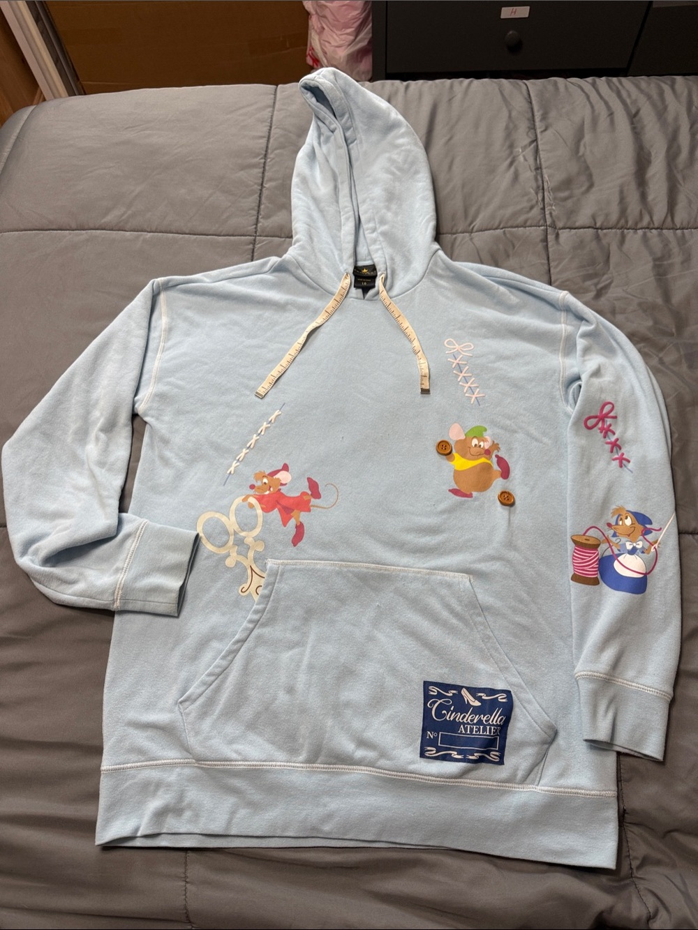 Disney Light Blue Cinderella Atelier Hoodie with Mouse Stitch Graphics